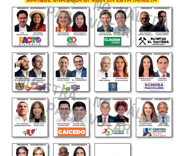 Así quedó el tarjetón para las elecciones presidenciales.