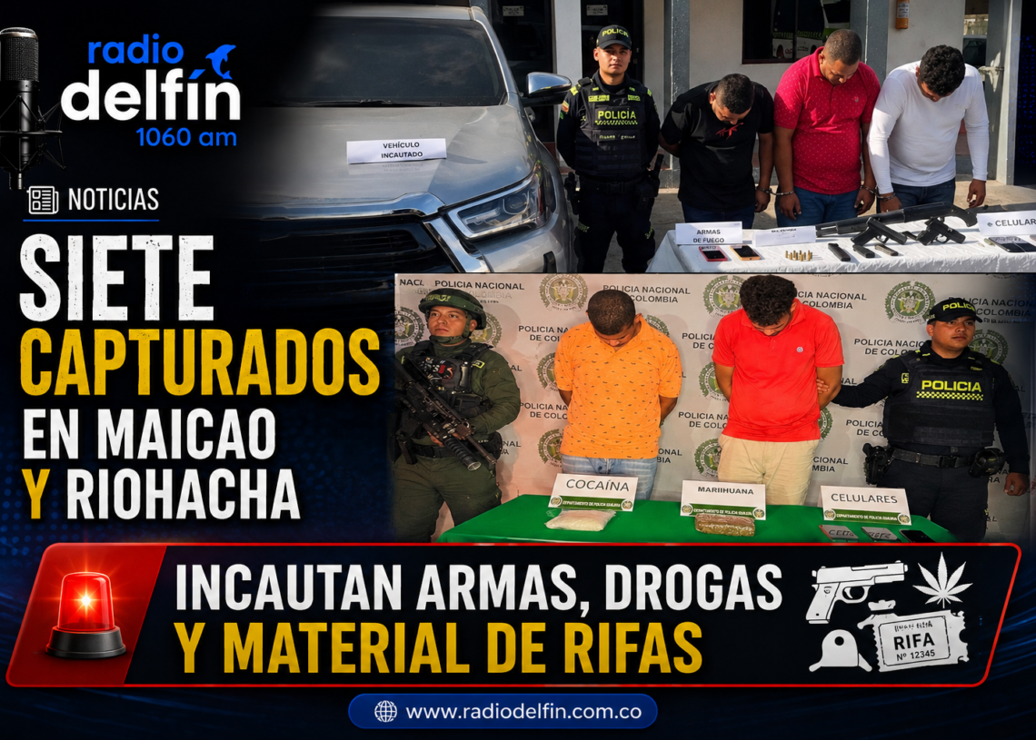 Siete capturados en operativos contra armas, drogas y presuntas rentas ilegales en La Guajira.