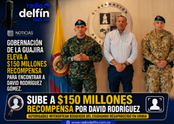 Gobernación de La Guajira eleva a $150 millones recompensa para encontrar a David Rodríguez Gómez.