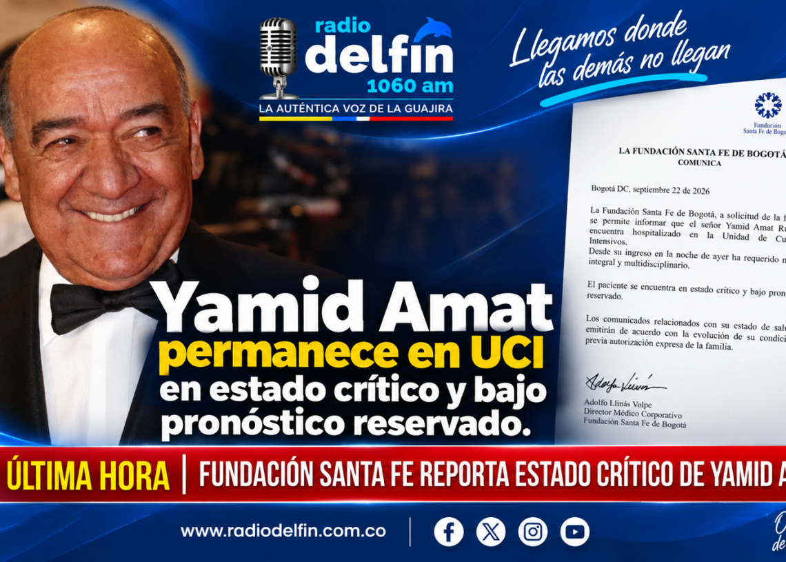 Yamid Amat permanece en UCI en estado crítico y bajo pronóstico reservado.