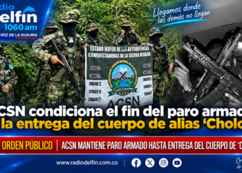 ACSN condiciona el fin del paro armado a la entrega del cuerpo de alias ‘Cholo’.