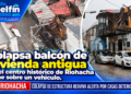 Colapsa balcón de vivienda antigua en el centro histórico de Riohacha y cae sobre un vehículo.